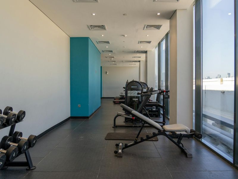 Atmospheric interior of a modern industrial style gym studio